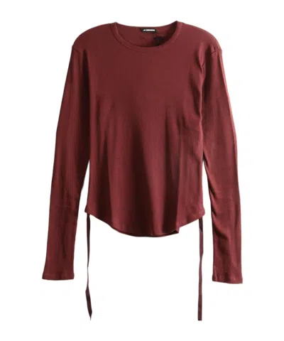Ann Demeulemeester Ruched Cropped Long-sleeve Top In Burgundy
