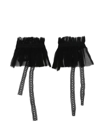 Ann Demeulemeester Ruffled Lace-tie Cuffs In Black