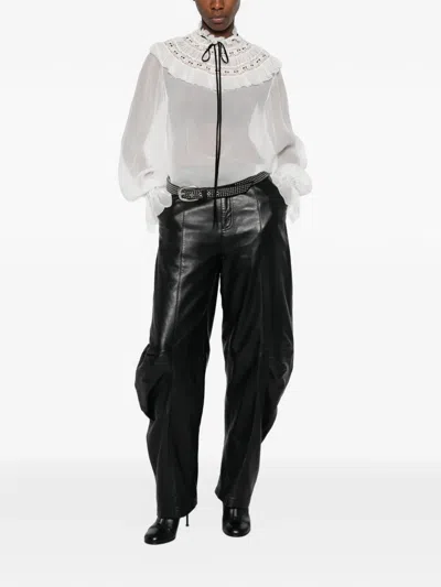 Ann Demeulemeester Ruffled Lace-trim Blouse In White