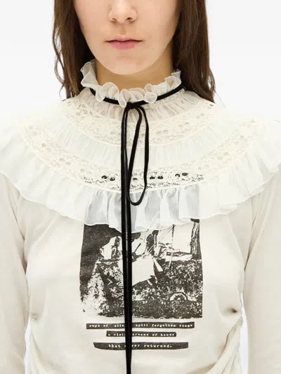 Ann Demeulemeester Ruffled Lace-trim Collar In Neutral
