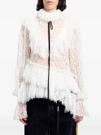Ann Demeulemeester Ruffled Paisley-lace Blouse In Multi