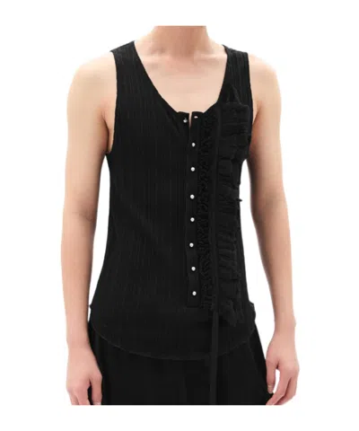 Ann Demeulemeester Ruffled Tank Top In Black