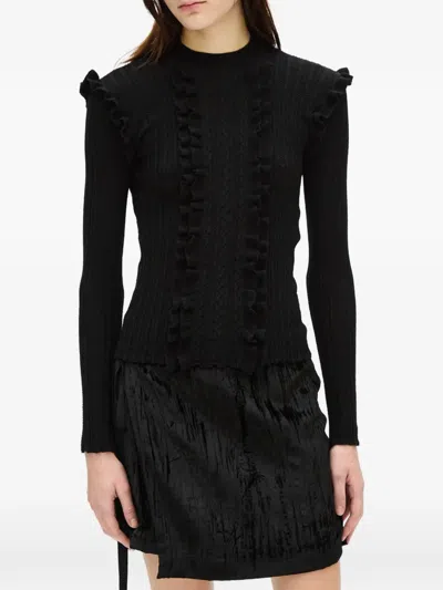 Ann Demeulemeester Ruffled-details Sweater In Black