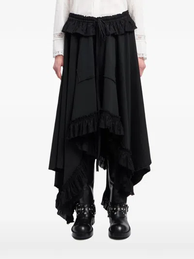 Ann Demeulemeester Ruffle-trimmed Asymmetric Skirt In Black