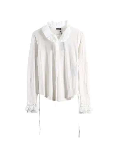 Ann Demeulemeester Ruffle-trimmed Long-sleeve T-shirt In Yellow