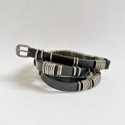Pre-owned Ann Demeulemeester Sample Black Leather ‘metal Chain Link' Belt