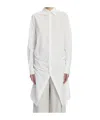 Ann Demeulemeester Sandrina High Comfort Shirt With Drawstrings And 'script' Print In White