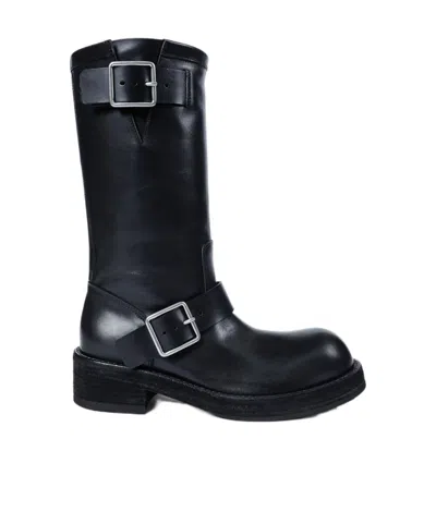 Ann Demeulemeester Sarith Engineer Biker Boots With Buckles In Black