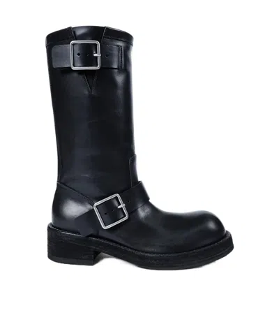 ANN DEMEULEMEESTER SARITH ENGINEER BUCKLE-DETAIL LEATHER BIKER BOOTS