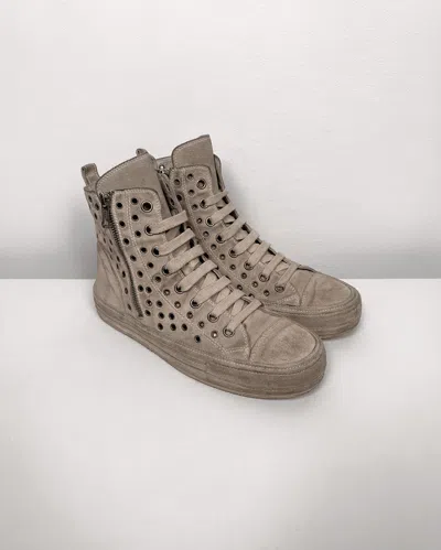 Pre-owned Ann Demeulemeester Scamosciato Eyelets High Sneakers In Sand