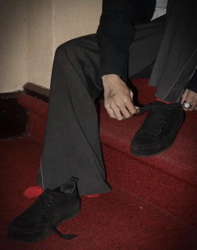 Pre-owned Ann Demeulemeester Scamosciato Ingrassato Nero Black Suede Low Top Sneakers