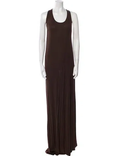 Pre-owned Ann Demeulemeester Scoop Neck Long Dress In Brown