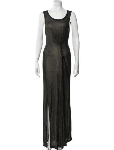 Pre-owned Ann Demeulemeester Scoop Neck Long Dress In Green