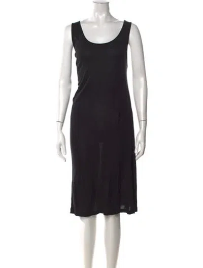Pre-owned Ann Demeulemeester Scoop Neck Midi Length Dress In Black