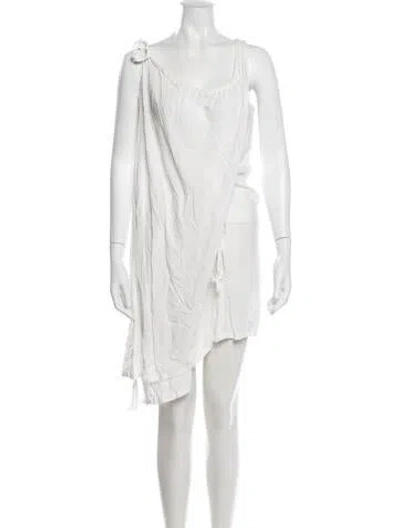 Pre-owned Ann Demeulemeester Scoop Neck Mini Dress In White
