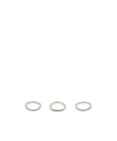 Ann Demeulemeester Set Of Three Engraved Rings In White