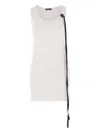 Ann Demeulemeester Seva Ribbed Grosgrain-ribbon Top In White