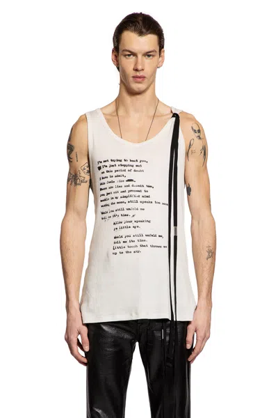 Ann Demeulemeester Seva ''script'' Print Tank Top In White
