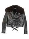 Ann Demeulemeester Long-sleeved Leather Jacket In Black