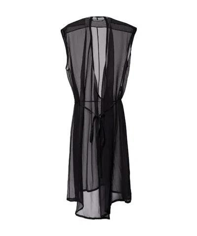 Ann Demeulemeester Sheer Panel Shift Dress In Black