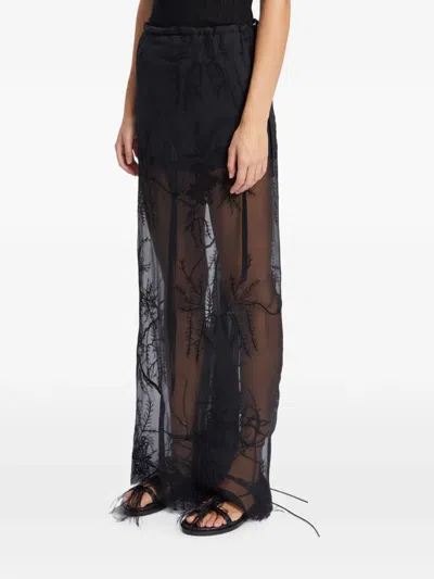 Ann Demeulemeester Sheila Embroidered Crepon Skirt In Black