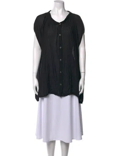 Pre-owned Ann Demeulemeester Short Sleeve Button-up Top In Black