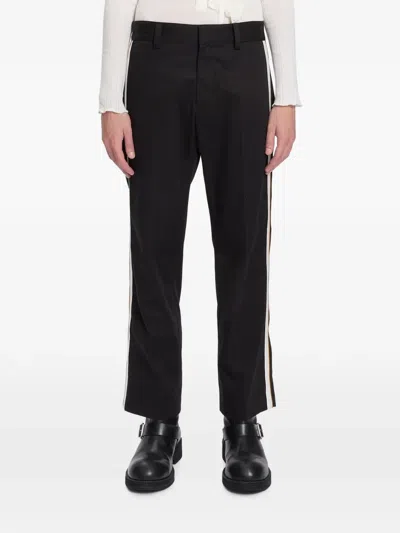 Ann Demeulemeester Side-stripe Cotton Trousers In Black