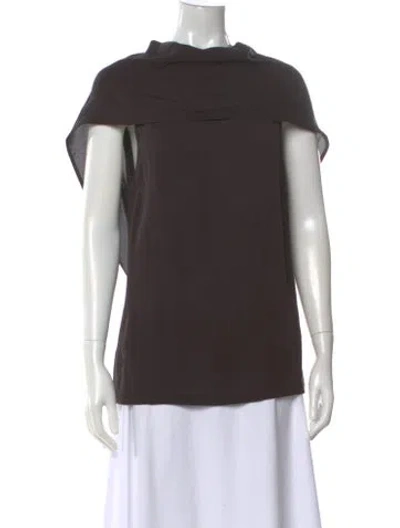 Pre-owned Ann Demeulemeester Silk Asymmetrical Top In Brown