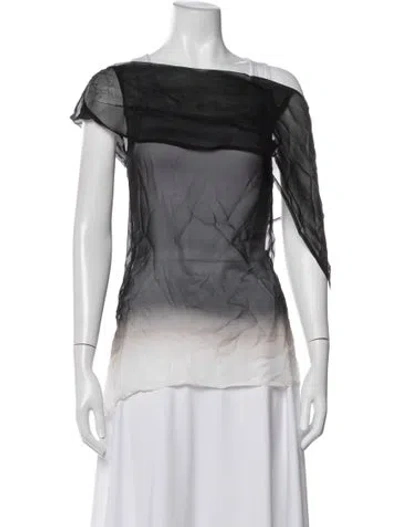 Pre-owned Ann Demeulemeester Silk Asymmetrical Top W/ Tags In Black/neutrals