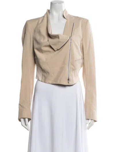 Pre-owned Ann Demeulemeester Silk Biker Jacket In Neutral