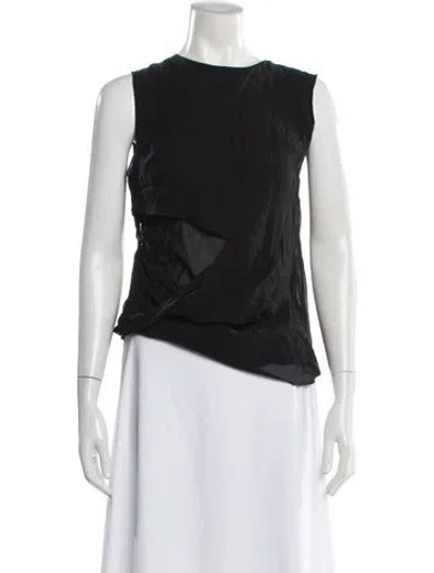 Pre-owned Ann Demeulemeester Silk Crew Neck Top In Black
