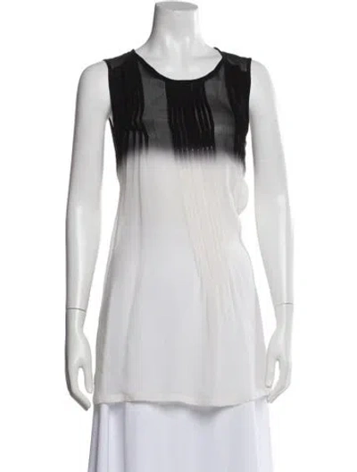 Pre-owned Ann Demeulemeester Silk Crew Neck Top In White