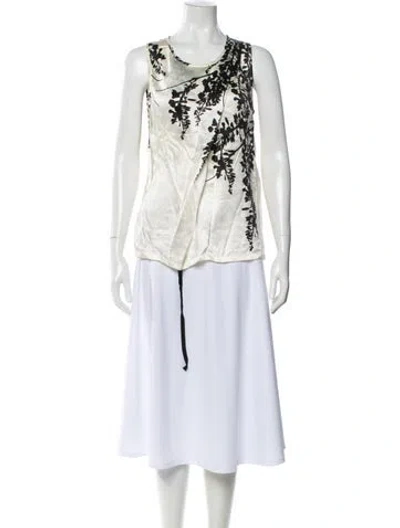 Pre-owned Ann Demeulemeester Silk Floral Print Top In Black