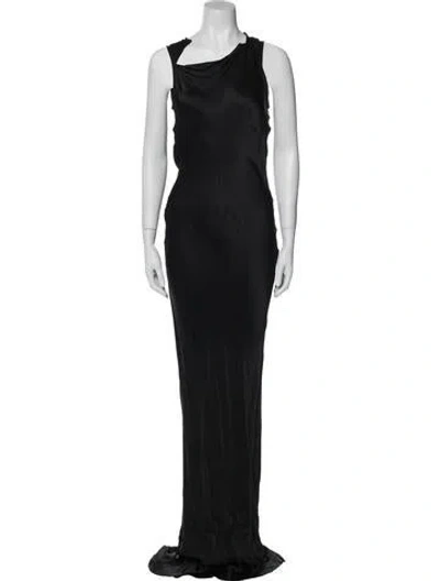 Pre-owned Ann Demeulemeester Silk Long Dress In Black