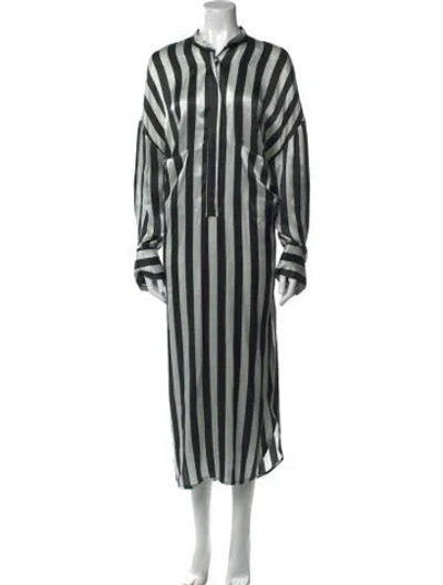 Pre-owned Ann Demeulemeester Silk Long Dress In Green