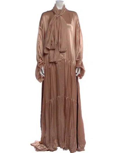 Pre-owned Ann Demeulemeester Silk Long Dress W/ Tags In Pink