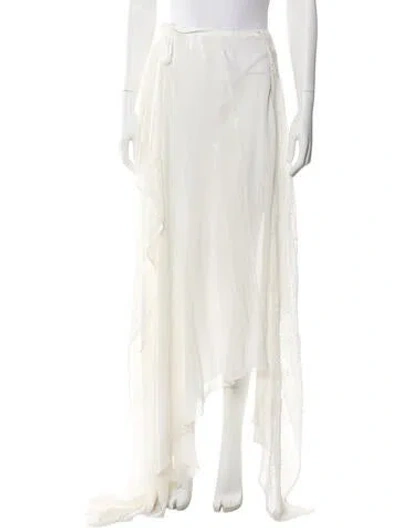 Pre-owned Ann Demeulemeester Silk Long Skirt In White