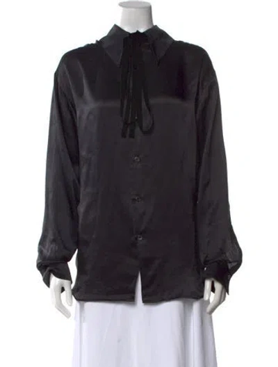 Pre-owned Ann Demeulemeester Silk Long Sleeve Blouse In Black