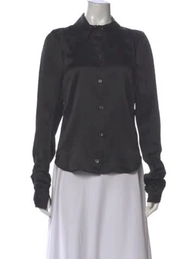 Pre-owned Ann Demeulemeester Silk Long Sleeve Button-up Top In Gray