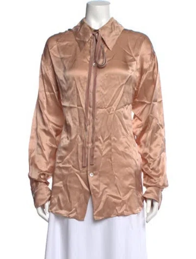 Pre-owned Ann Demeulemeester Silk Long Sleeve Top In Pink