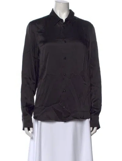 Pre-owned Ann Demeulemeester Silk Long Sleeve Top W/ Tags In Black