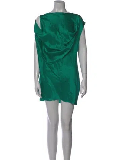 Pre-owned Ann Demeulemeester Silk Mini Dress In Green
