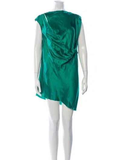 Pre-owned Ann Demeulemeester Silk Mini Dress In Green