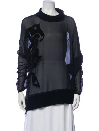 Pre-owned Ann Demeulemeester Silk Patterned Top In Green