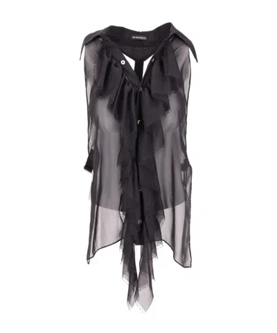 Ann Demeulemeester Silk Ruffled Shirt In Black