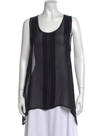 Pre-owned Ann Demeulemeester Silk Scoop Neck Top In Black