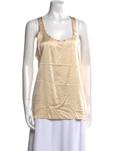 Pre-owned Ann Demeulemeester Silk Scoop Neck Top In Neutral