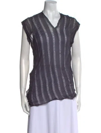 Pre-owned Ann Demeulemeester Silk Striped Top In Black