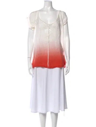 Pre-owned Ann Demeulemeester Silk Tie-dye Print Top In Neutral