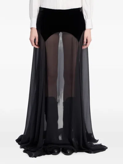 Ann Demeulemeester Silk-chiffon Maxi Skirt In Black